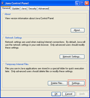 java control panel